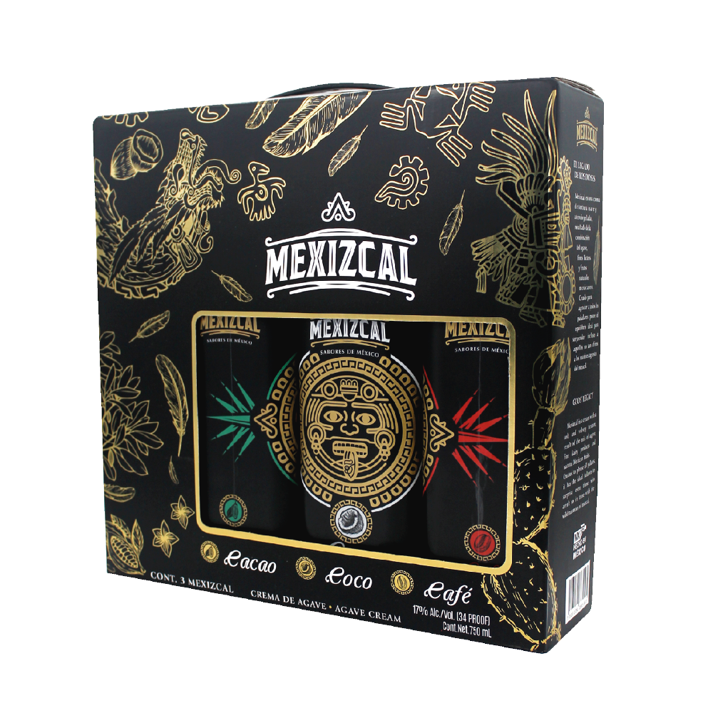 TRIPACK CREMA DE MEZCAL MEXIZCAL COCO, CAFÉ Y CACAO 750ML