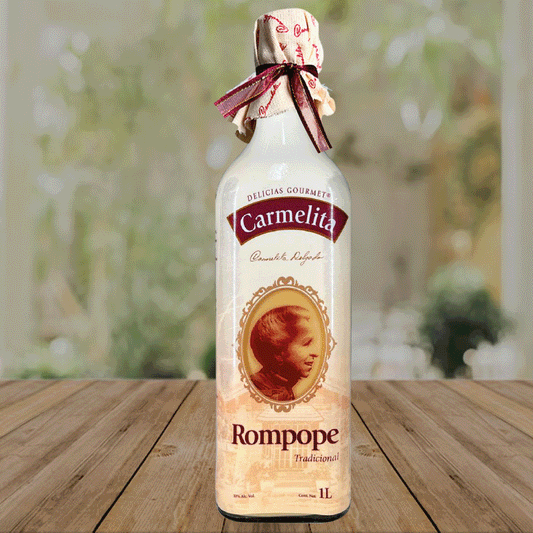 Rompope Carmelita gourmet artesanal, presentación de 1 litro. Sabor tradicional hecho en México.