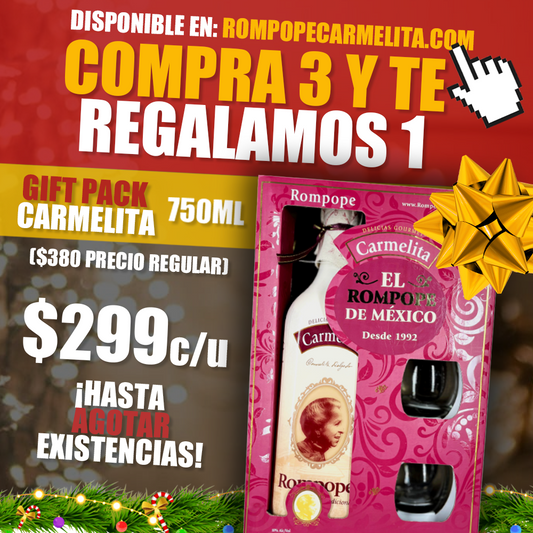 GIFTPACK CARMELITA 750ML  3 + 1 GRATIS