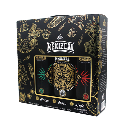 TRIPACK CREMA DE MEZCAL MEXIZCAL COCO, CAFÉ Y CACAO 750ML