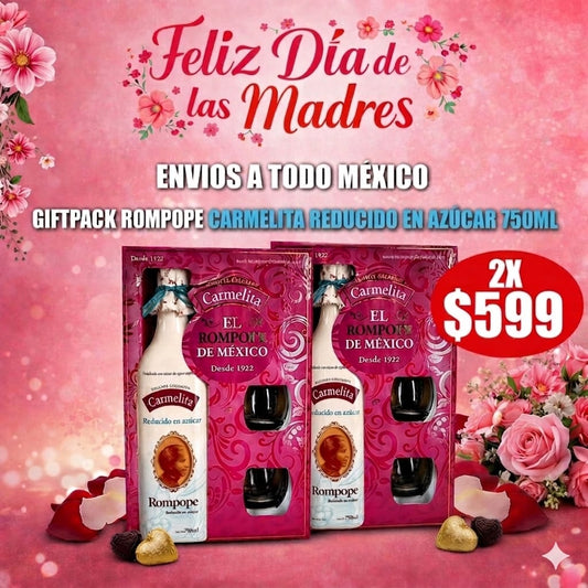 PAQUETE DE  2 GIFT PACK- Rompope Carmelita Reducido en Azúcar (OFERTA POR TIEMPO LIMITADO)